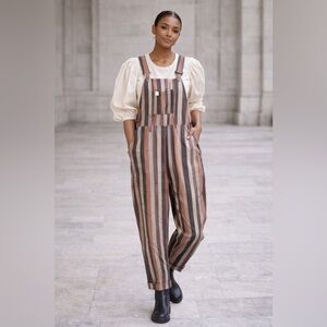 YAK Organic Cotton Striped Overalls – Size Medium (30”)